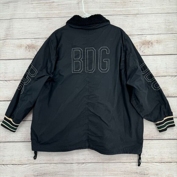 BDG Urban Outfitters Sherpa Lined Bomber Jacket‎ Men's Size Large Black - Picture 2 of 13